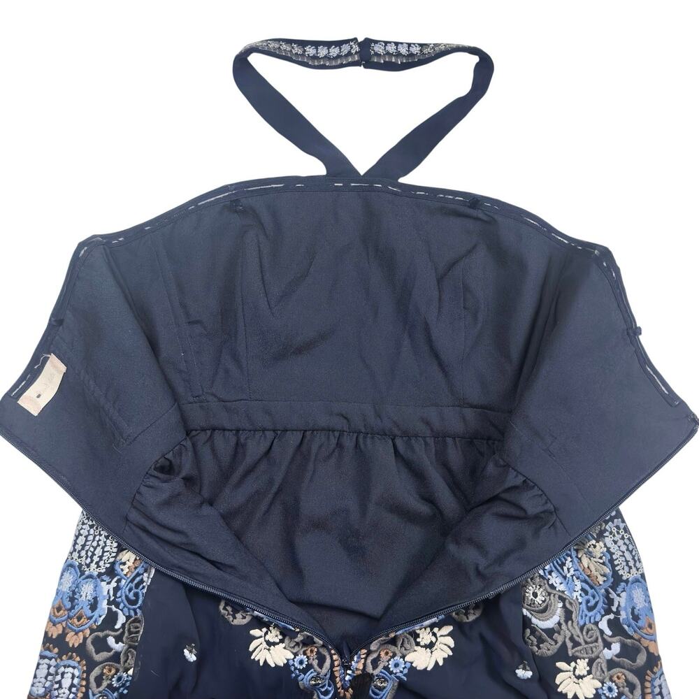 Altar’d State | Women | Corabeth Embroidered Blue Halter Neck Maxi Dress | Small - Picture 11 of 16
